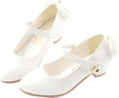 しあわせ倉庫 女の子 ドレスシューズ キッズ フォーマル 靴 ガールズ ピアノ発表会 入学式 卒業式 結婚式 19.0(ホワイト,  19.0～19.5 cm)