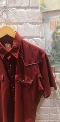 古着　L　open range by KARMAN オープンレンジバイカルマン 赤 レッド 半袖シャツ ボタンシャツ