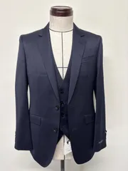新品未使用　リバーシブルジレ付　シャイニーダークネイビー　 3ピーススーツ　サイズA5 背抜　BLS9002-1A