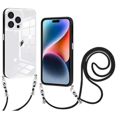iPhone 14 Pro Max 用 ケース クリア ショルダー iPhone14pro max 用 スマホケース 肩掛け 首かけ 斜めがけ ショルダー ケース 縄掛け カバー 透明 PC背面 TPUバンパー アイフォン14ProMax 用 カバー スト 0