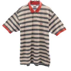 ナイキ ボーダー 半袖 ポロシャツ XL NIKE ロゴ刺繍 メンズ 【中古】  【230825】