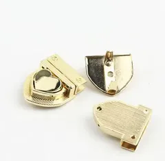 ハート型 ゴールド金具 バッグ留め具 5個セット 高級感アップ！財布・ハンドバッグ・レザークラフト用 パーツ 修理・リメイクにも