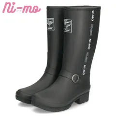 長靴 キッズ 女の子 レインブーツ 防水 ジュニア 小学生 中学生 おしゃれ 可愛い ラバーブーツ ニーモ NM WJ022R ブラック ヒール 黒 ni-mo moonstar