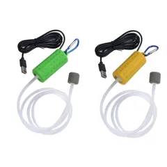 （Manaheart) USB ミニエアレーションポンプ ２個セット ブクブク エアーポンプ アクア 超静か アクアリウムエアーポンプ 接続 水槽面貼り付け型 吸盤 生物濾過 物理濾過 ろ過装置 ツイン ブラック S サイズ 対応水量  [グリーン イエロー]のサムネイル