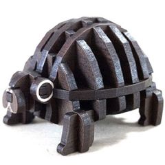 パズル造形　ミニチュア動物「カメ」　シート貼りＭＤＦウォルナット（濃茶）
