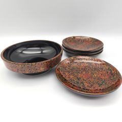 極美品】工芸品 津軽塗り 茶櫃＆菓子鉢 豪華セット 塗り 天然木 漆器