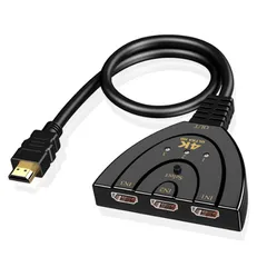 HDMI 変換アダプタ 3入力1出力スプリッター分配器 4K対応3入力1出力 スイッチャー　高解像度コンバーター 　3入力1出力 セットトップ ボックス接続モニター 4K*2KPS4HDR対応できるスイッチャー (ブラック)