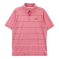 サイズ：M UNDER ARMOUR アンダーアーマー  半袖ポロシャツ ボーダー柄 レッド系 [240101379488]# ゴルフウェア メンズ ストスト