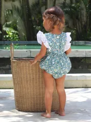 BALIBEBE　Blue 花柄 ロンパース　 オーガニックコットン　こどもふく