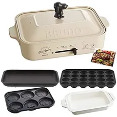 【中古-非常に良い】 BRUNO ブルーノ コンパクトホットプレート スヌーピー PEANUTS コラボ 本体 プレート3種 (セラミックコート鍋 たこ焼き 平面 マルチ) スヌーピー