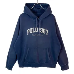 ポロラルフローレンPolo Ralph Laurenプルオーバーパーカーフーディ紺ネイビー白ホワイトフェードゆるダボオーバサイズアメカジストリートvintageヴィンテージ50904