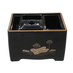 仏具容器4点セット　サンメニー5型DX（黒・蓮・フチ金）