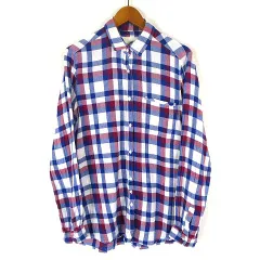 チャオパニック ティピー CIAOPANIC TYPY シャツ ガーゼ チェック 2way 長袖 S 白 ホワイト 青 ブルー 赤 レッド