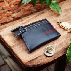 真革 メンズ 二つ折り 財布 ウォレット ブラウン 小銭入れ ショートウォレット