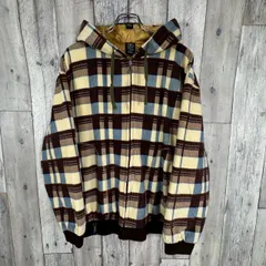 LRG エルアールジー 太畝 コーデュロイ  裏地 キルティング チェック ジップ パーカー ジャケット メンズ L サイズ