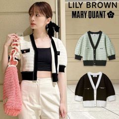 【爆速配送】【即納】 リリーブラウン LILY BROWN トップス 25夏 【LILY BROWN×MARY QUANT】ニットカーデ 半袖 クロップド丈 マリクワ コラボ lwnd254002