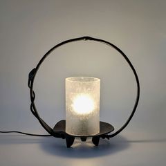 【送料無料】　鉄器　テーブルランプ　照明　ディスプレイ　撮影小物　小道具　日本製　時代物　年代物　アンティーク　古道具
