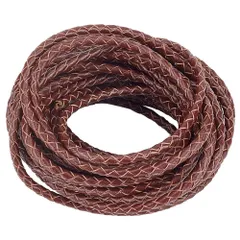 【人気商品】本革チョーカー 丸紐 編みタイプ 革紐チョーカー 革紐 ブレスレット・ネックレスなど 皮紐 レザーコード アクセサリー革紐 幅3mm ジュエリー 本革 ひも 制作 レザー 手作り素材 5m/巻き PandaHall シエナ PH