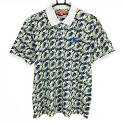 ビームスゴルフ 半袖ポロシャツ ブルー×イエロー 総柄 メンズ L ゴルフウェア BEAMS GOLF