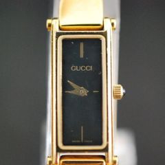 稼動品 GUCCI グッチ 1500 ゴールド レクタンギュラー 黒 腕時計