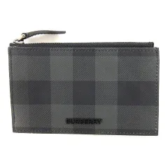 バーバリー BURBERRY 23AW 8071680 カードケース チェック ロゴ レザー チャコールグレーのサムネイル