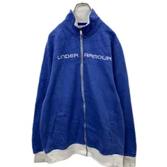 UNDER ARMOUR ジップアップ ロゴスウェット トレーナー 裏起毛 L ブルー ホワイト アンダーアーマー 古着卸 アメリカ仕入 a709-5431