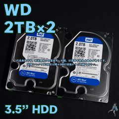 【2台セット】Western Digital WD Blue 3.5インチHDD 2TB WD20EZRZ 動作中古品【WD2T-N1/N2】