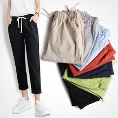 レギパン パンツ 麻綿パンツ カジュアルパンツ チノパン レギンス レギンスパンツ ロング丈 スキニーパンツ 無地 春夏 ウエストゴム ボトム