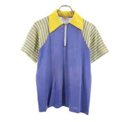 ウィルトン 50s 半袖 ゲームシャツ ポロシャツ M イエロー×ネイビー WILTON オールド ヴィンテージ メンズ 古着 【240324】 メール便可