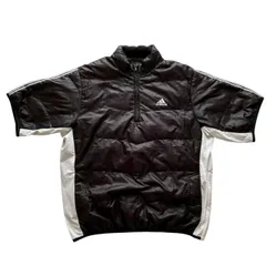 adidas アディダス ハーフジップ半袖ジャケット 黒 白 上着 ゴルフ 趣味 スポーツ メンズ サイズ0 Sサイズ