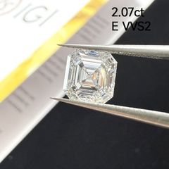 2.07ct E VVS2 Asscher Cut ラボグロウンダイヤモンド ルース アッシャーカット ファンシーシェイプ IGI鑑定書付き オーダーメイド セッティング シンプルデザイン リング作成 ネックレス作成 刻印 爪留め