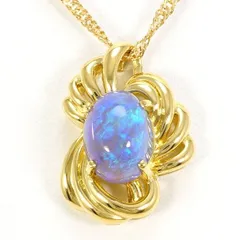 K18YG　ネックレス　necklace　ブラックオパール　カード鑑別書　総重量約4.9g　約41cm