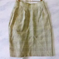 COMME CA DDU MODE 洗練されたプレッピーなチェック柄ペンシルスカート Ｍ 若草色