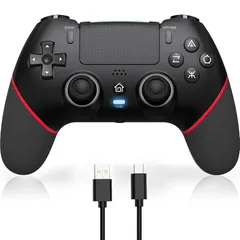 PS4 コントローラー 「2024下半期新」 Sungale p4コントローラー 自動連射 背面ボタン付き Bluetooth5.0 1000mAhバッテリー搭載 マクロ機能 P4/P4 Pro/Slim/PC対応 イヤホンジャック付き ホールスティック デッ