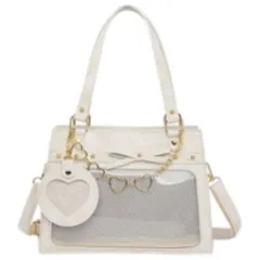 ☆ ホワイト ☆ 痛バッグ 小さめ リボン ショルダー 推し活 痛バッグ リボン ショルダー 推し活 2WAY 痛バック 痛バ 推し活バッグ 推し活バック 推しバッグ 推しバック 見せバッグ クリア ショルダーバッグ ショルダーバック 肩掛け ななめ掛け