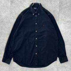 黒シャツ厳選】90s ラルフローレン ボタンダウンシャツ 紫ポニー M 旧