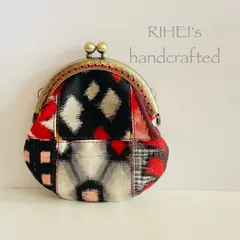 41 着物リメイク　銘仙のちょっと小さな＊がま口ポーチ　パッチワーク02