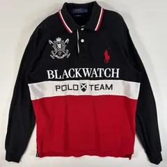 古着 ポロ・ラルフローレン POLO RALPH LAUREN 長袖 ラガーシャツ ビックポニー ロゴ 刺繍 BLACK WATCH POLO TEAM L  ブラック系 マルチカラー メンズ