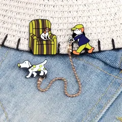 犬　ピンバッジ　カラフル　ブローチ