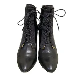 美品 LANVIN en Bleu ランバンオンブルー レースアップ ショートブーツ 23.5cm ブラック レディース 古着 中古 USED