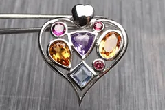 天然石MIX 27x23mm　ハート ペンダントトップ パワーストーン 天然石 _PR3266-1