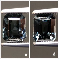 天然　非加熱　スピネル　1.95ct　ルース　グレー(緑み、青み)　エメラルドカット　高透明度　プラチナグレイ　希少　美品　1点物　国内鑑別書付き