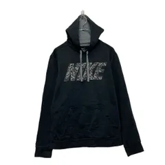 NIKE プリント スウェット パーカー ナイキ M ブラック 裏起毛 古着卸 アメリカ仕入 a607-6102