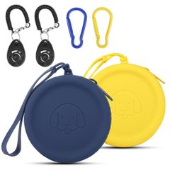 【大人気】シリコン トリーツポーチ 犬の訓練用品 ツーピース ポケットサイズ お手入れ簡単ジッパーのデザイン防湿 防水 犬の散歩用品 持ち運びが簡単犬猫ペットのお散歩バッグ (濃い青黄色)