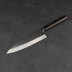 6943 出刃包丁 5寸 刺身包丁 本出刃 和包丁 黒檀黒水牛角二本銀巻八角