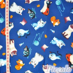 USAコットン　michael miller　Cats Allover　ネコ　ネイビー　約53cm×約50cm（カット済）　FB-3071