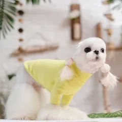 犬 服 秋 冬 犬の服 冬物 フルーツ刺? カラフル ハイネックインナー タートル Tシャツ 袖あり重ね着大活用できるインナー可愛い ワンコ服 猫服 防寒 暖かい ①イエロー