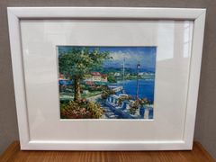 港町の風景画　作者不明