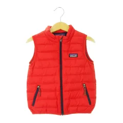 パタゴニア Patagonia ダウンベスト ジップアップ スタンドカラー ロゴ ベビー キッズ 男の子 アウトドア 2T 2歳 赤 レッド /AH2 ■GY11