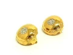 ■美品■ NINA RICCI ニナリッチ 花 フラワー ラインストーン クリップ式 イヤリング アクセサリー レディース ゴールド系 DF5767